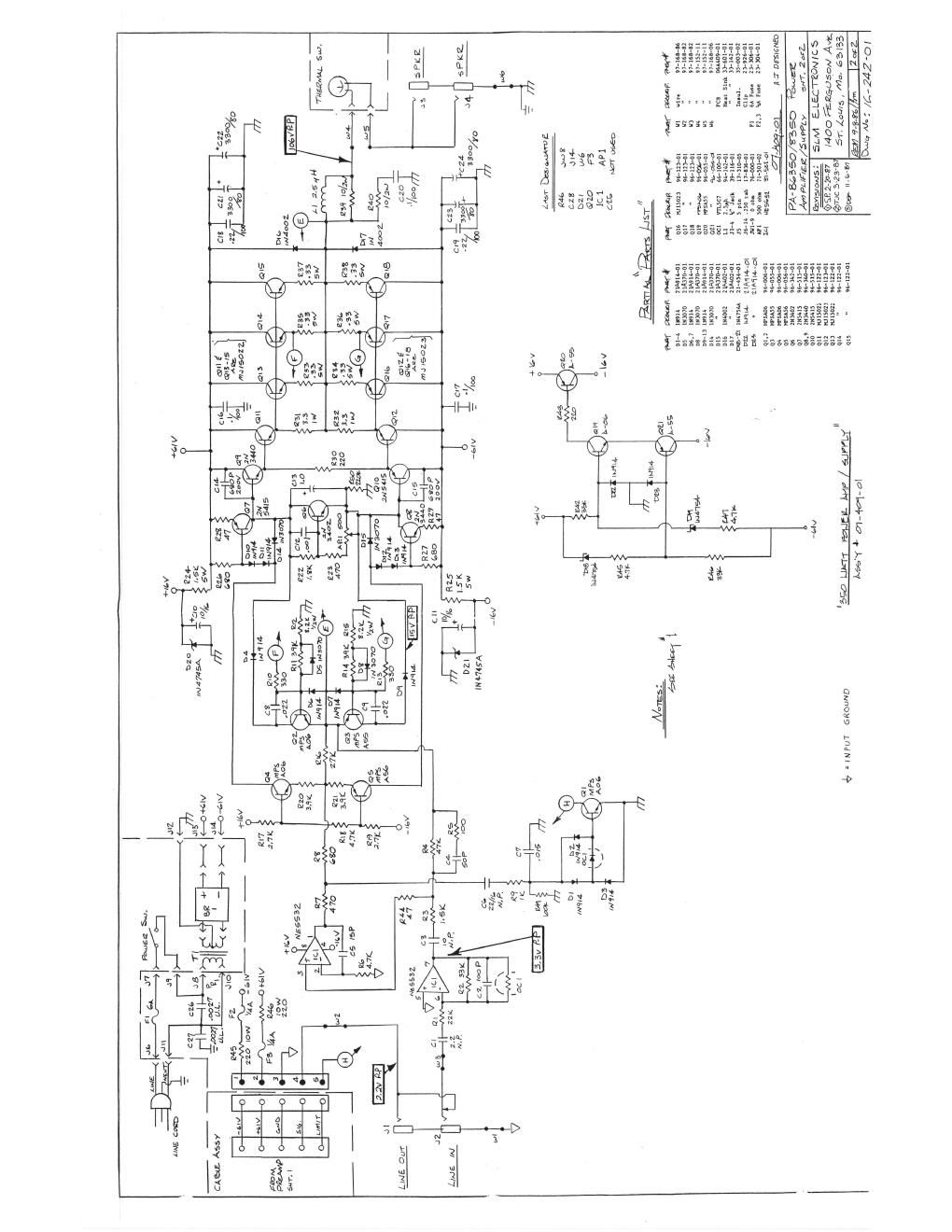 Crate PA B6350 8350 Power Amp Schematic