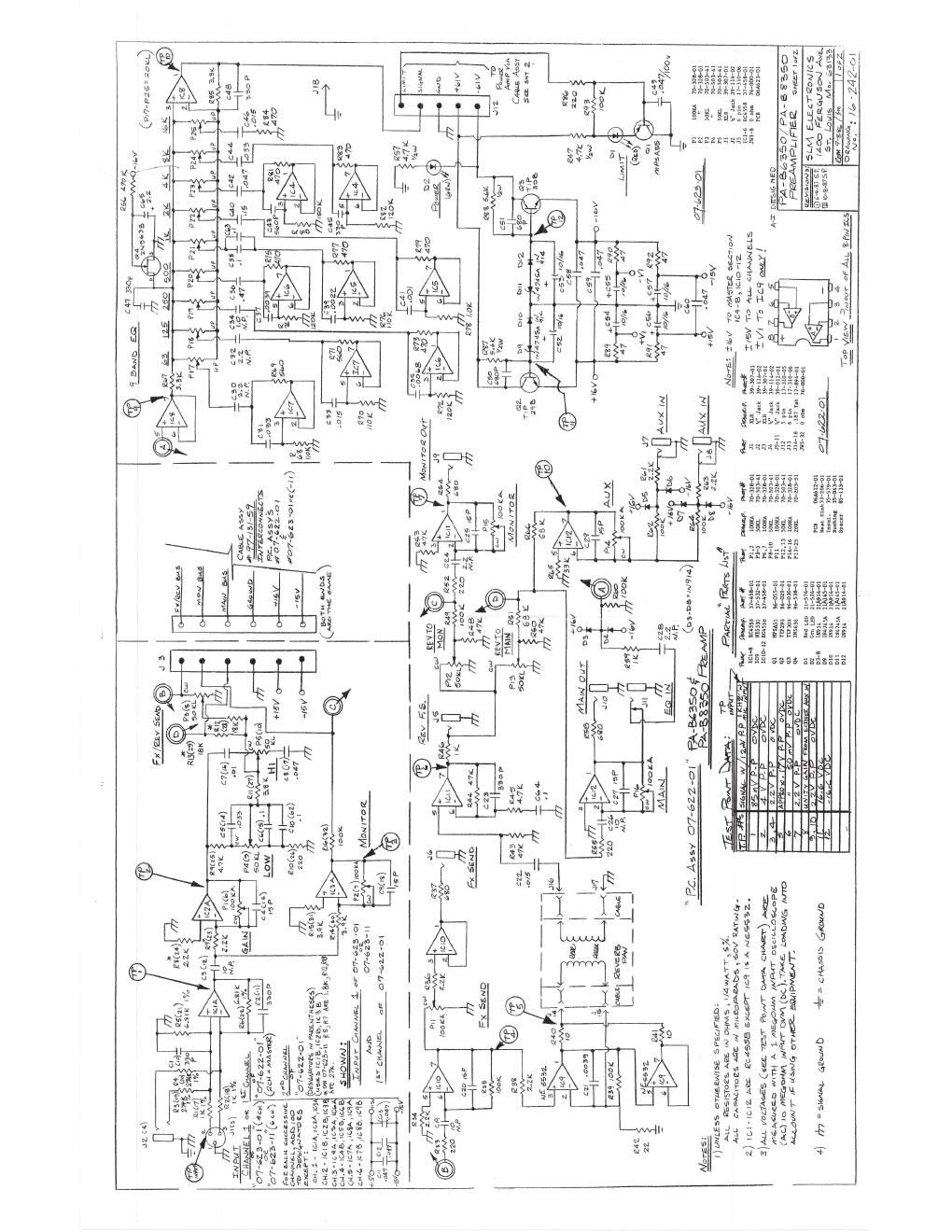 Crate PA B6350 8350 Preamp Schematic