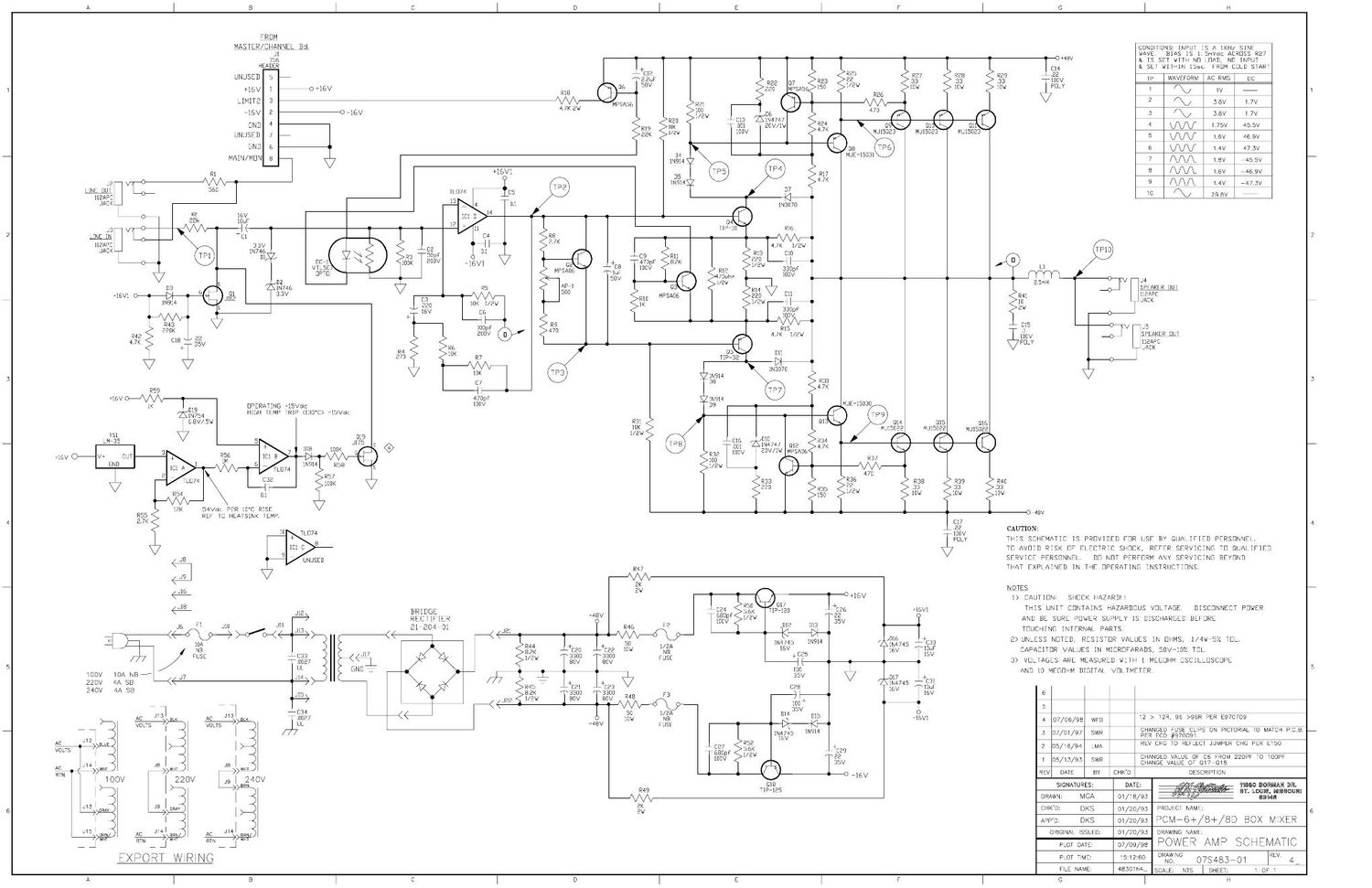 Crate PCM 6 8 8D Power Amp 07S483 Schematic