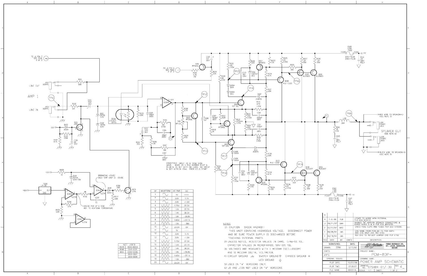 Crate PCM 8DP Power Amp 07S484 Schematic