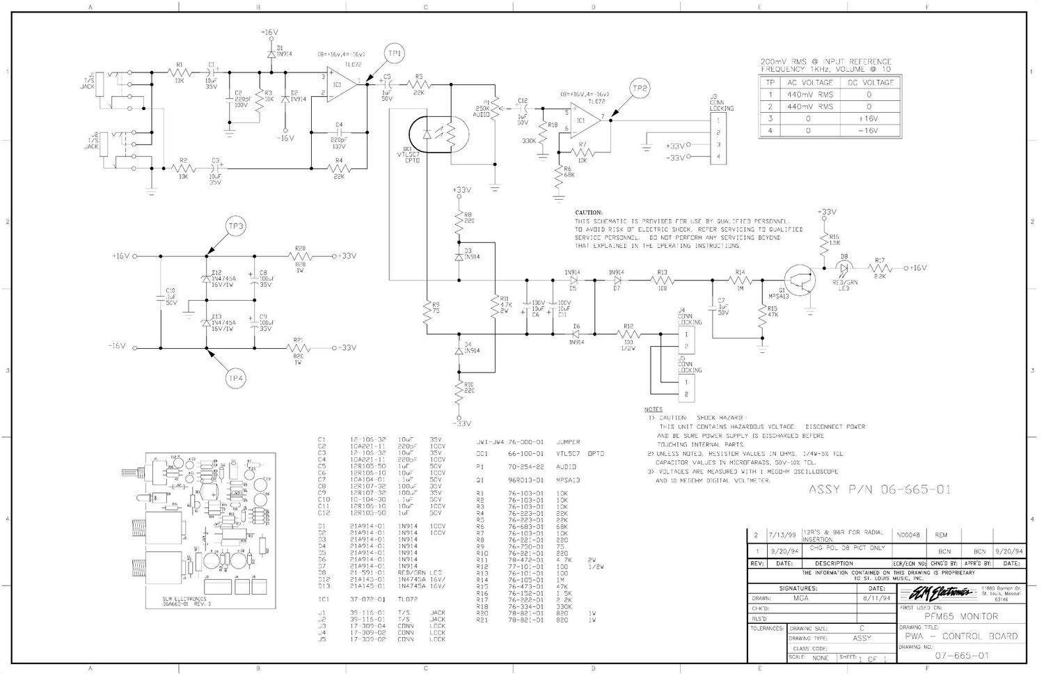 Crate PFM 65 Preamp 07S665 Schematic