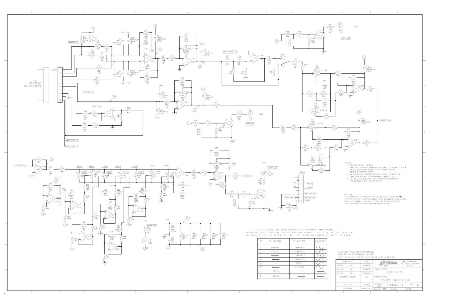 Crate PSR 12 15 Preamp 07S696 Schematic