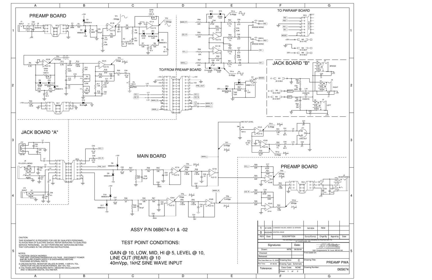 Crate Powerblock Preamp PS 06S674 Schematics