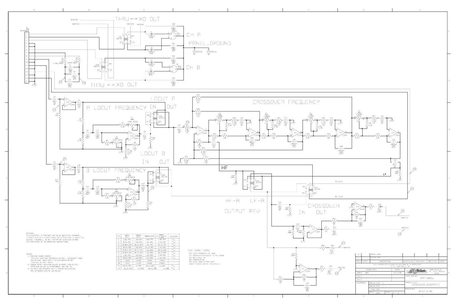 Crate SPA1400Ca Crossover Schematic