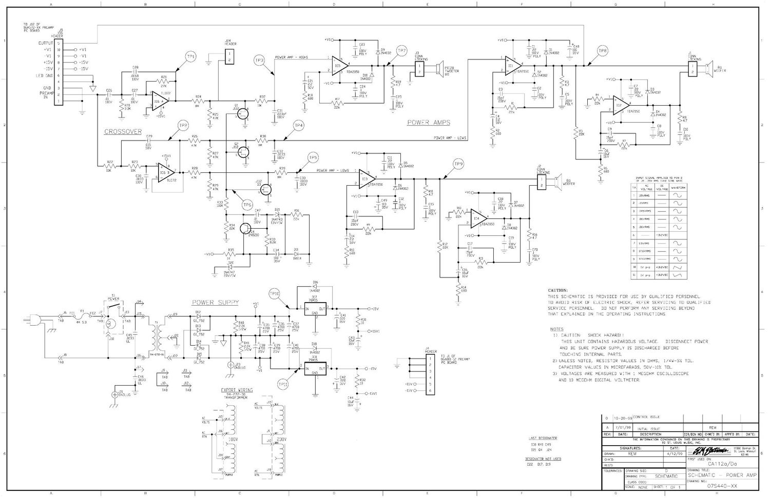 Crate ca 112a Da Power Amp 07S440 Schematic