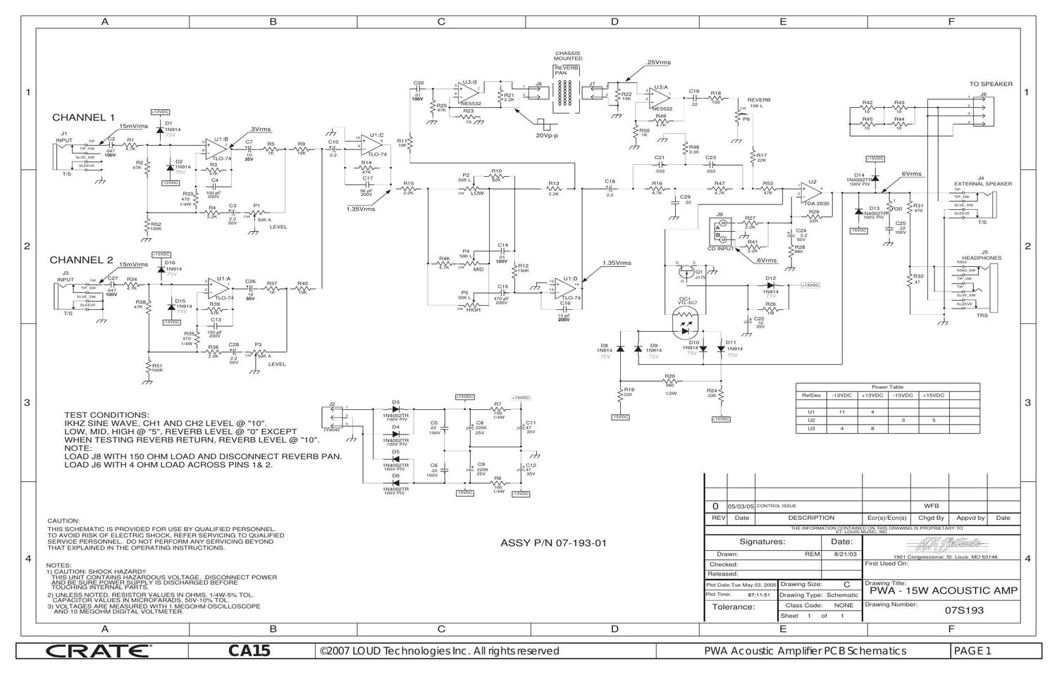 Crate ca 15 07S193 Schematic