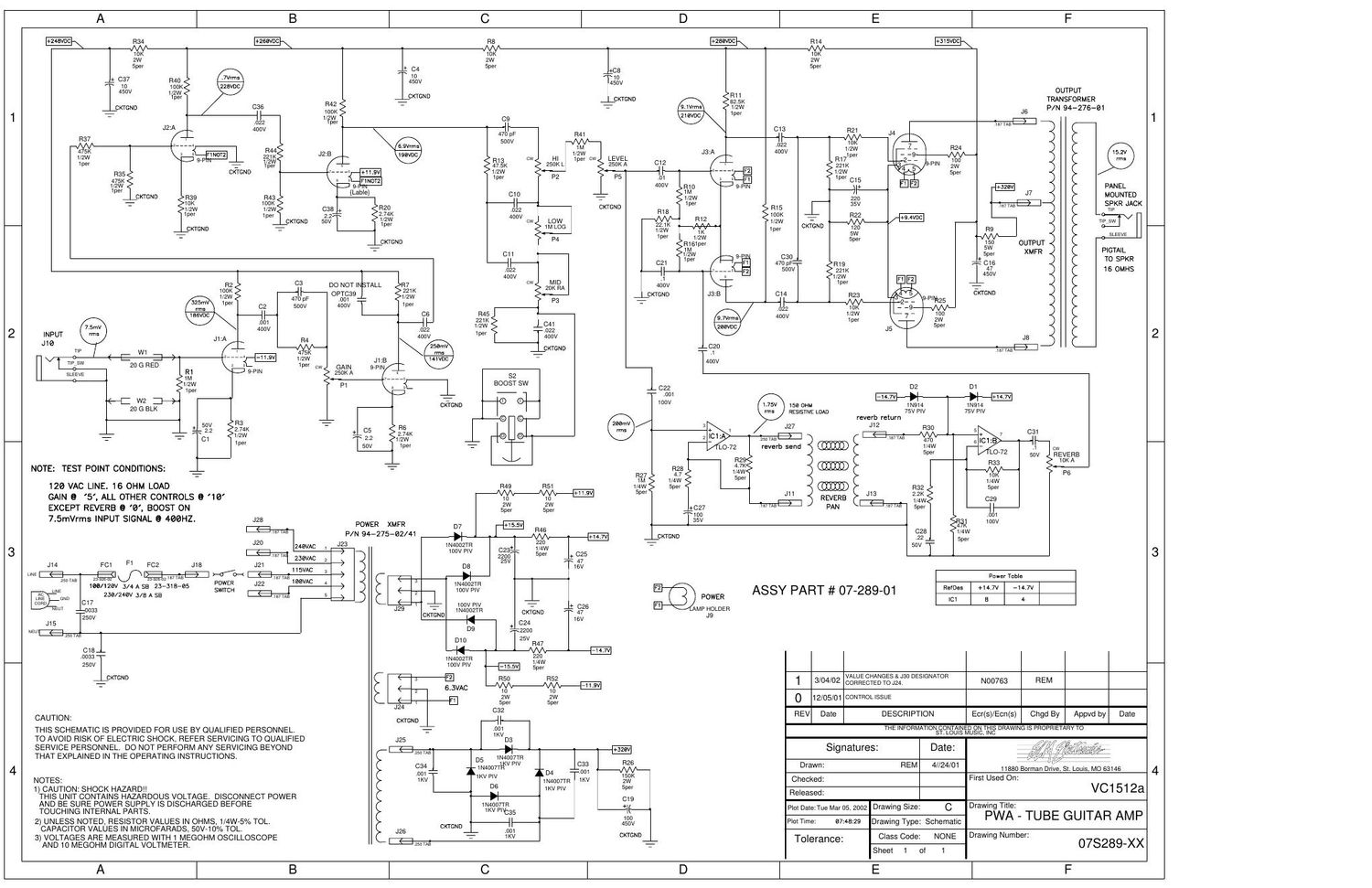 Crate VC 1512a 07S289 Schematic