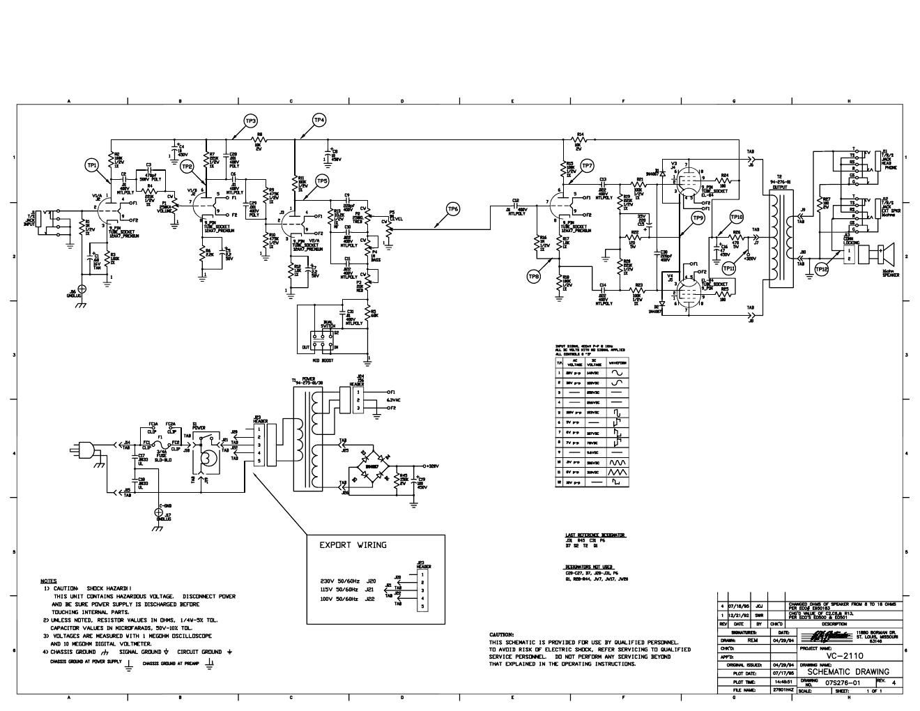 Crate VC 2110 07S276 Schematic