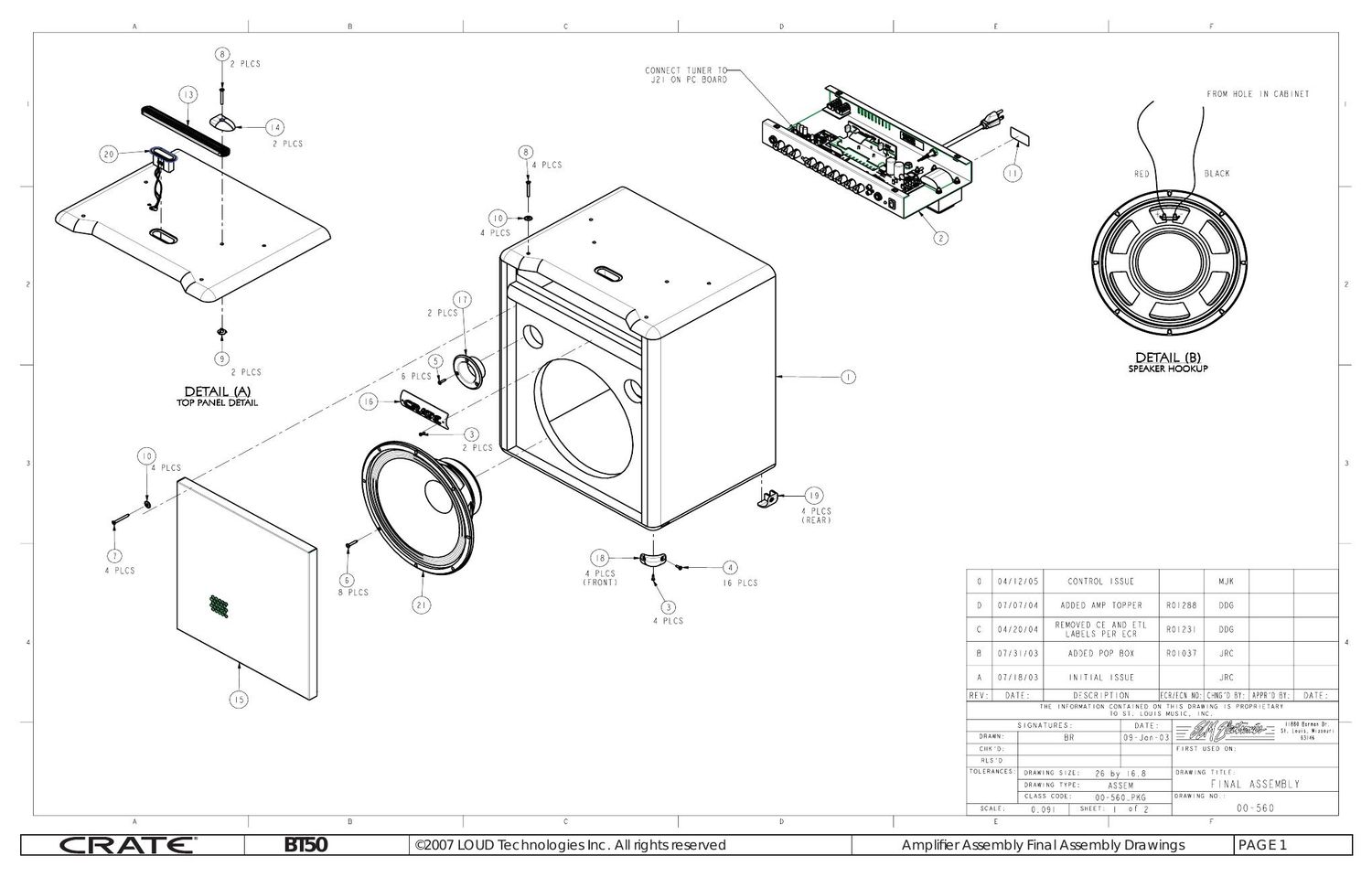 crate bt 50 Amplifier Assembly Final Assembly Drawings 00 560 0