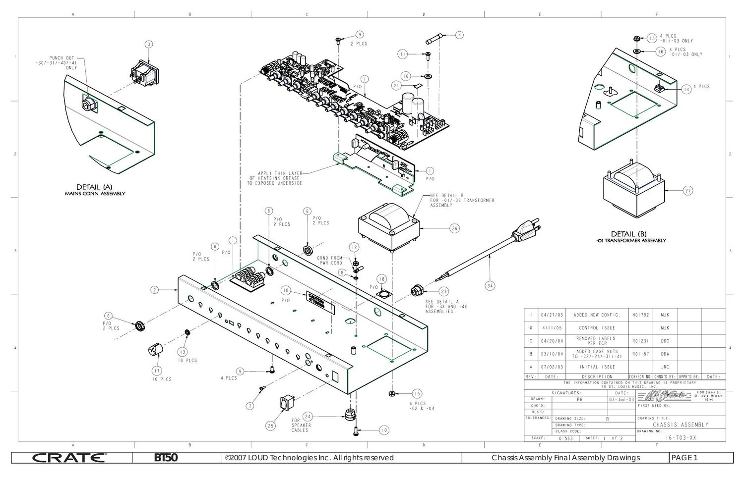 crate bt 50 Chassis Assembly Final Assembly Drawings 16 703 XX 1