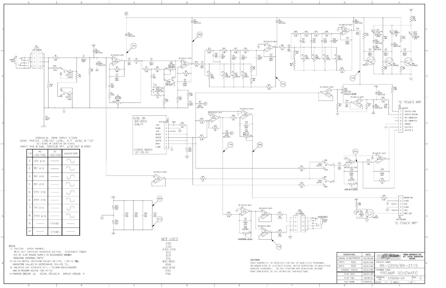 Crate BX 220H BX 2115 Preamp Schematics