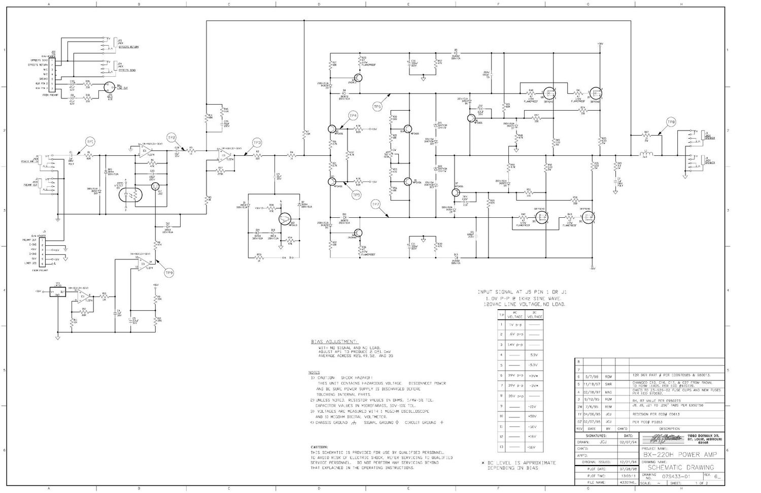 Crate BX 220H Power Amp 07S433 Schematics