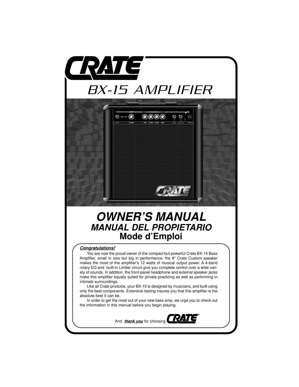 crate bx 15 manual