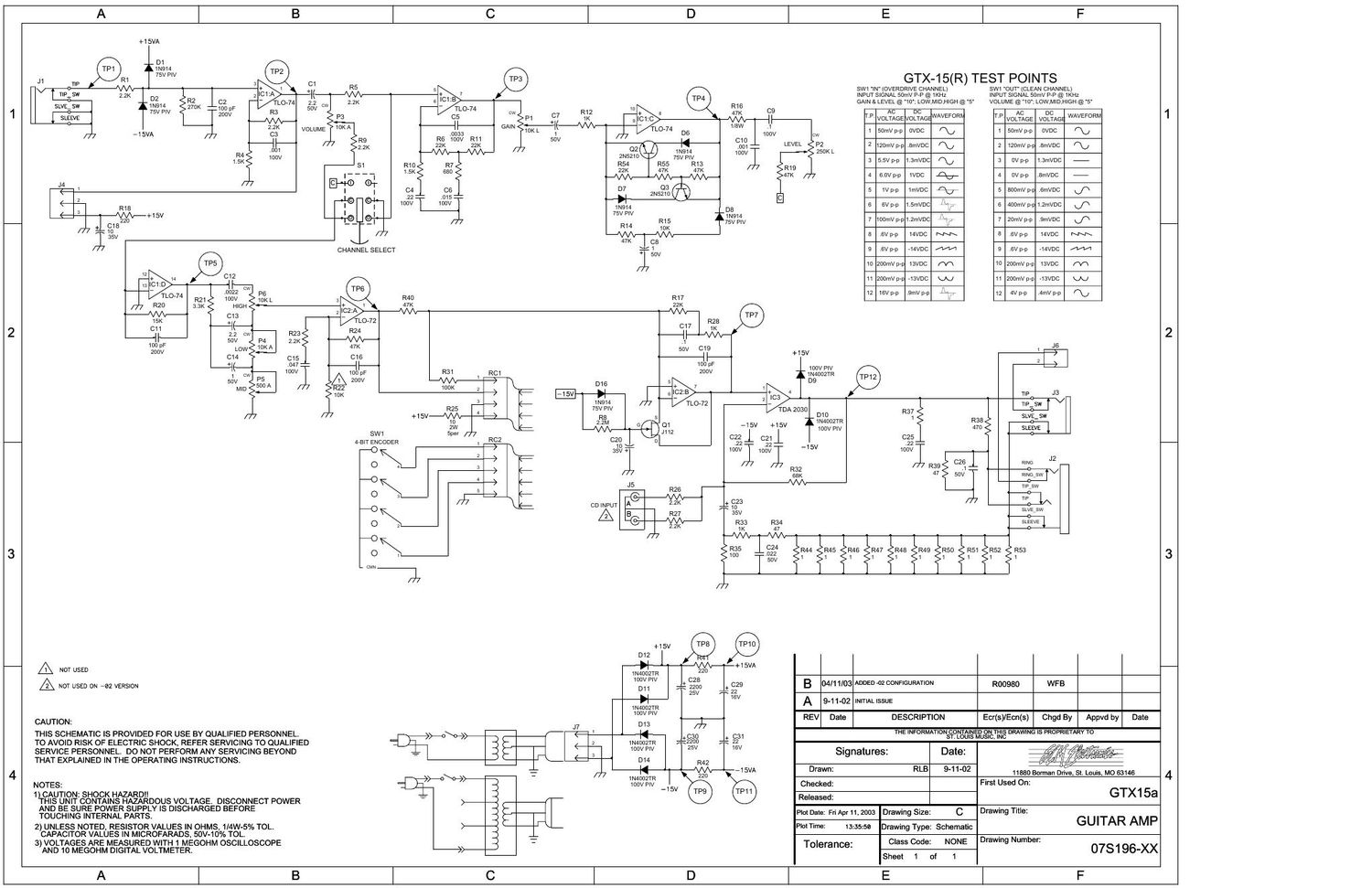 Crate gtx 15a 07S196 Schematic