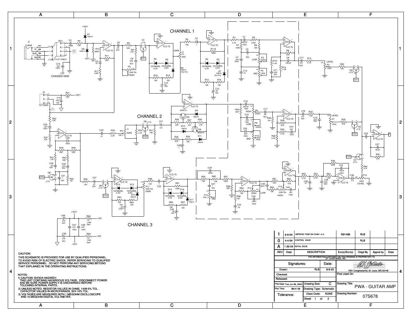 Crate gtx 3500H Preamp 07S678 Schematics