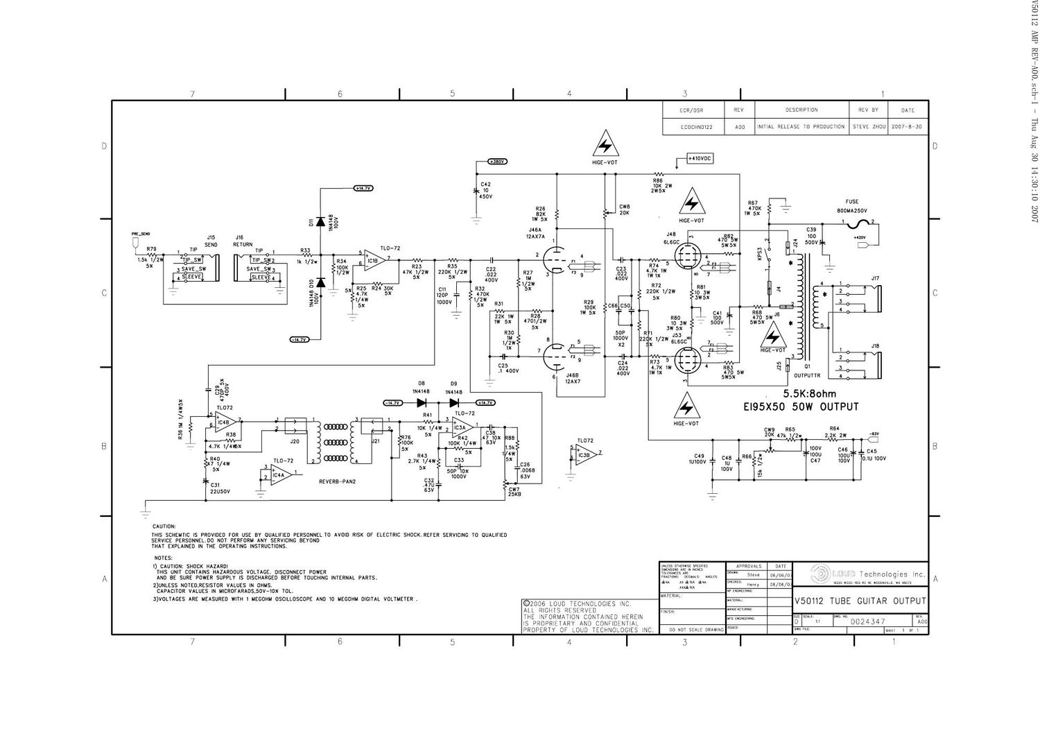 Crate V50 112 Power Amp Schematic
