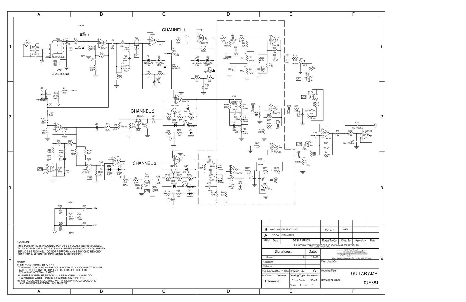 Crate VTX 212 Preamp 07S384 Schematics