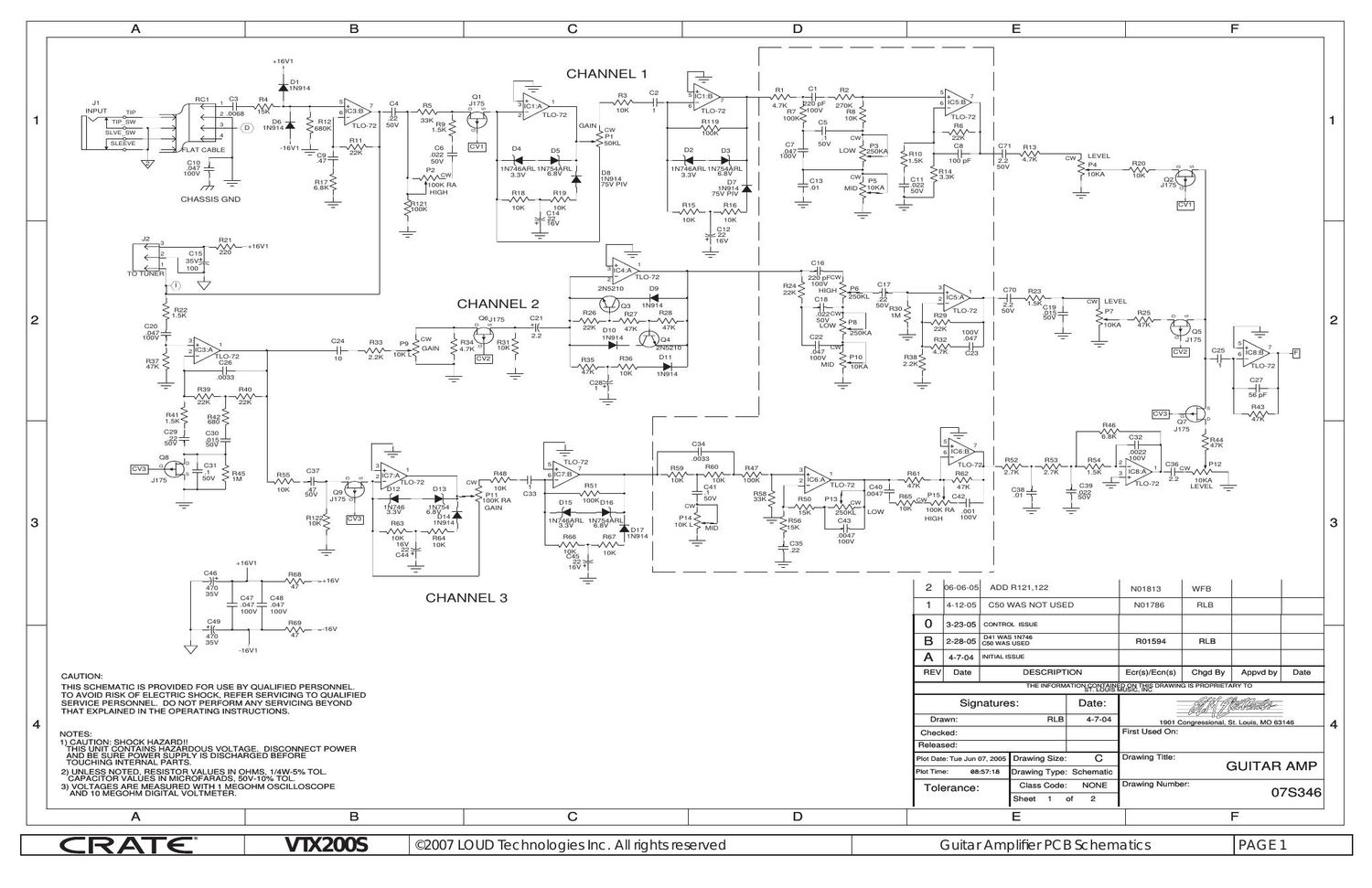 crate vtx 200s Preamp Schematics 346SCH 2 384SCH B