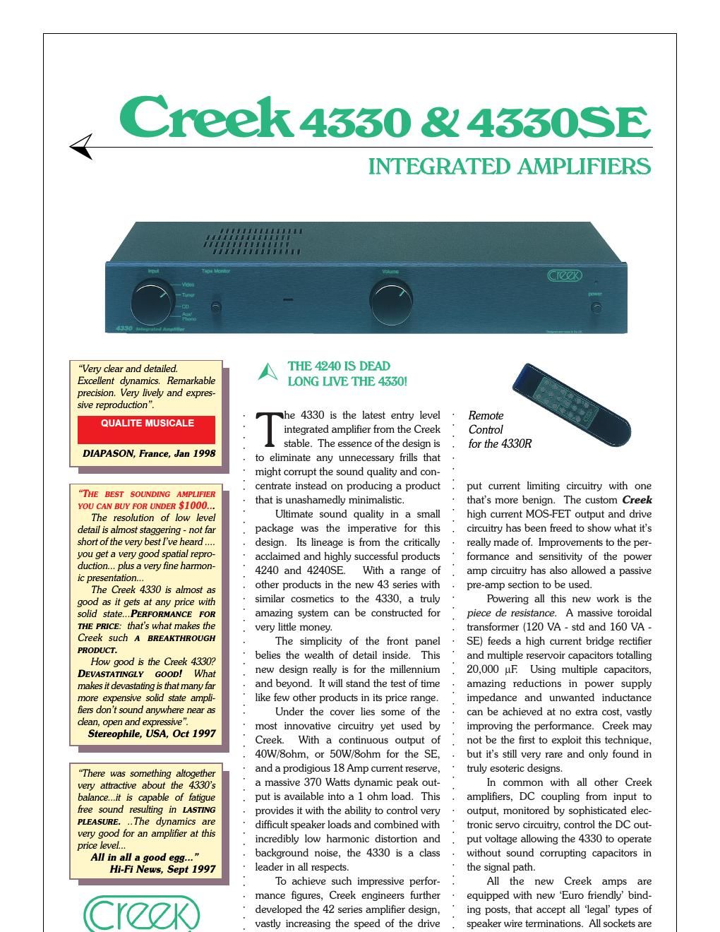 creek 4330 brochure