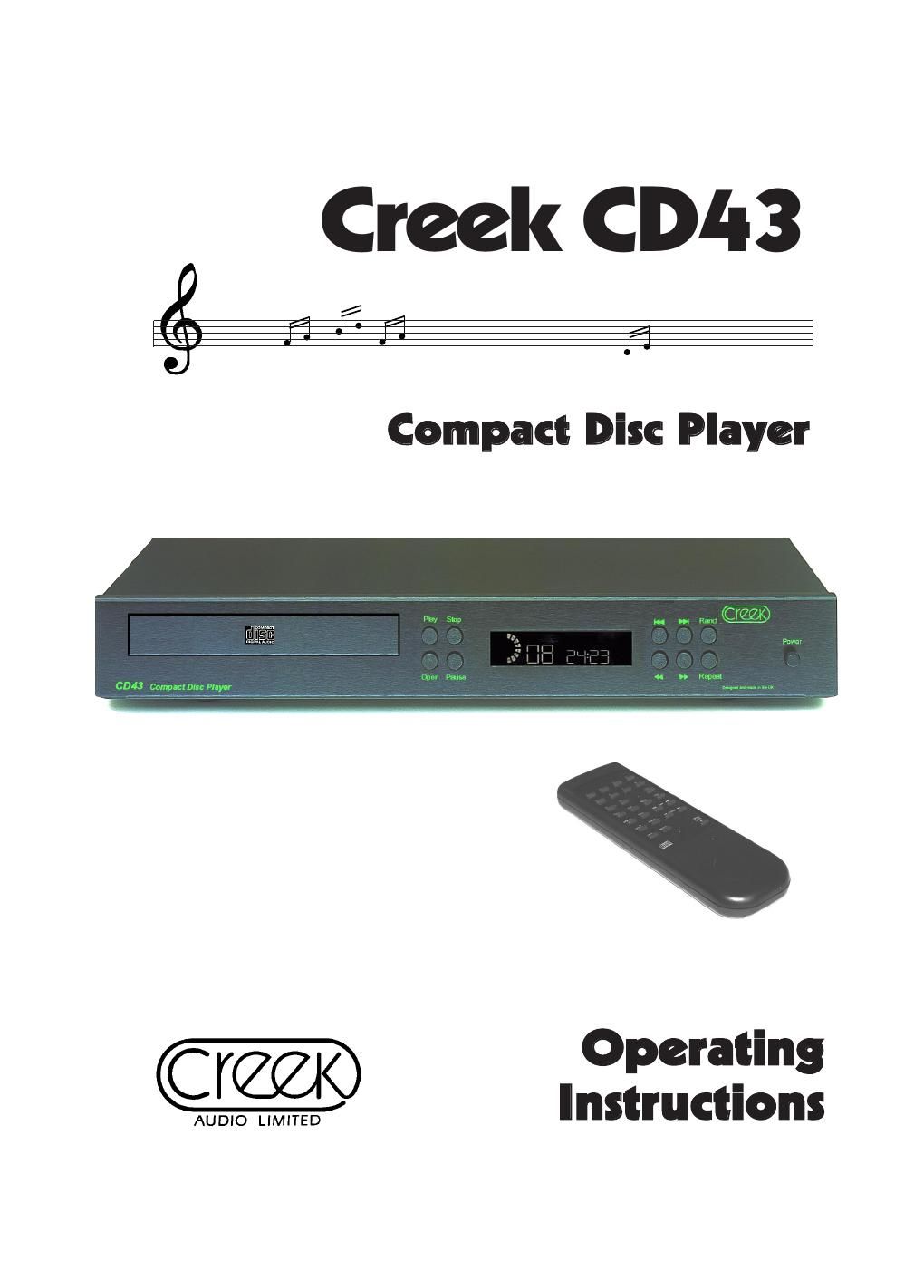 creek cd 43 owners manual