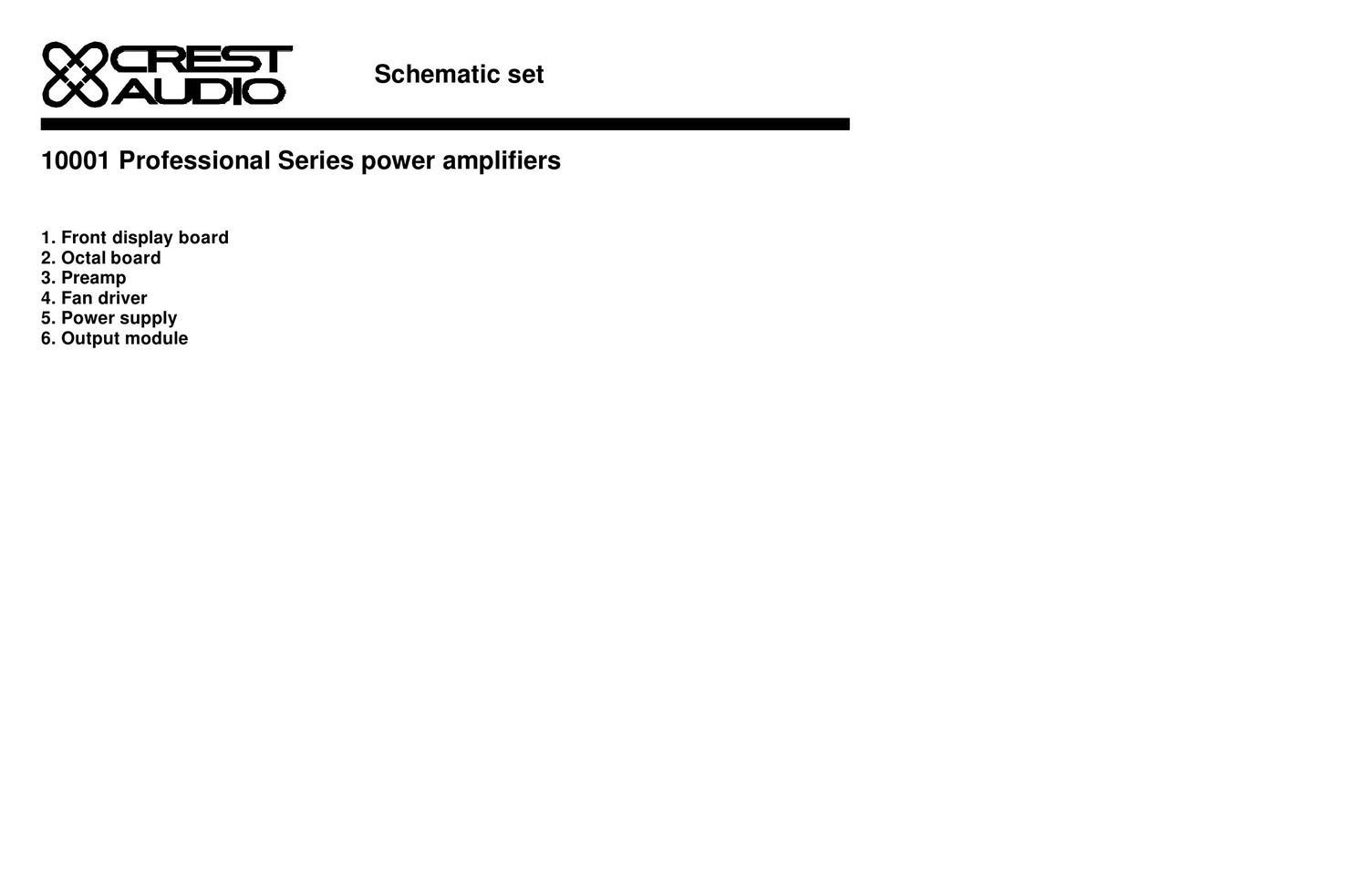 Crest Audio 10001 Schematic