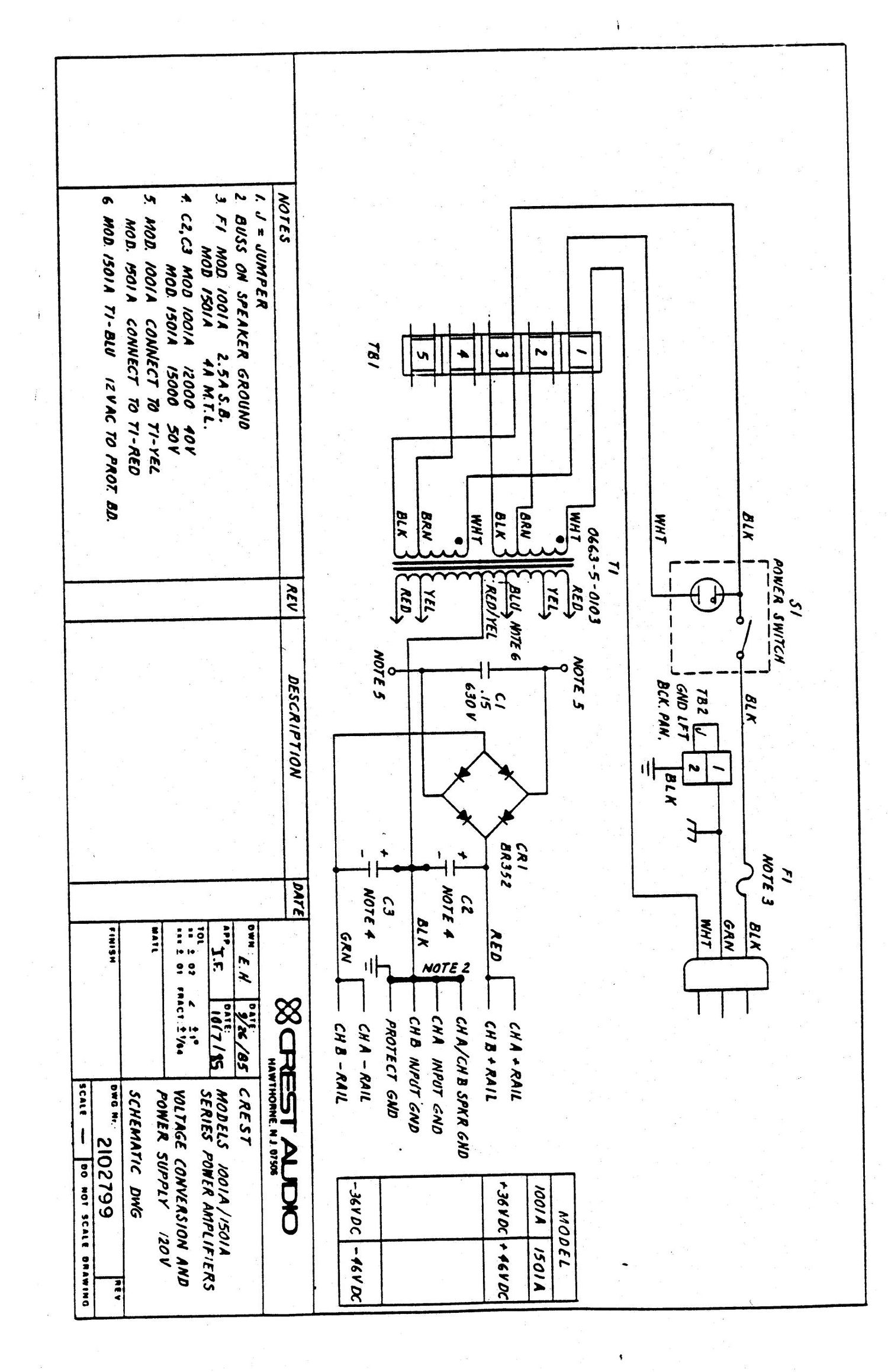 Crest Audio 1501A Schematic