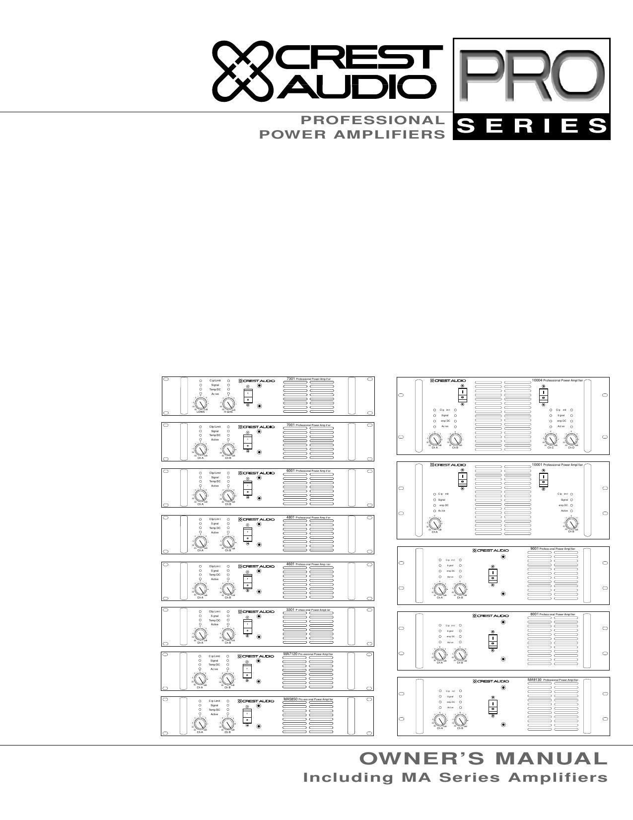 Crest Audio 7301 Owners Manual