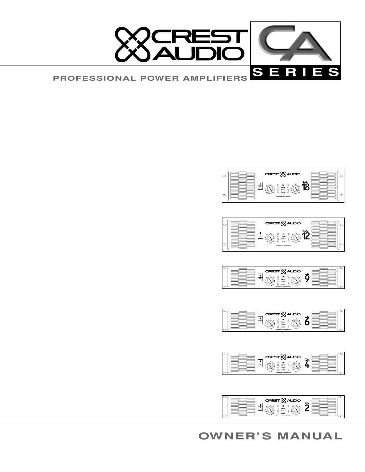 Crest Audio CA 18 Owners Manual