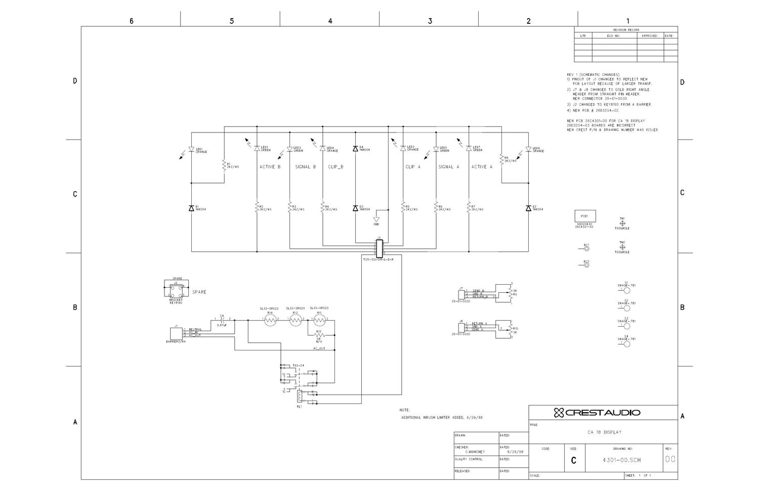 Crest Audio CA 18 Schematic