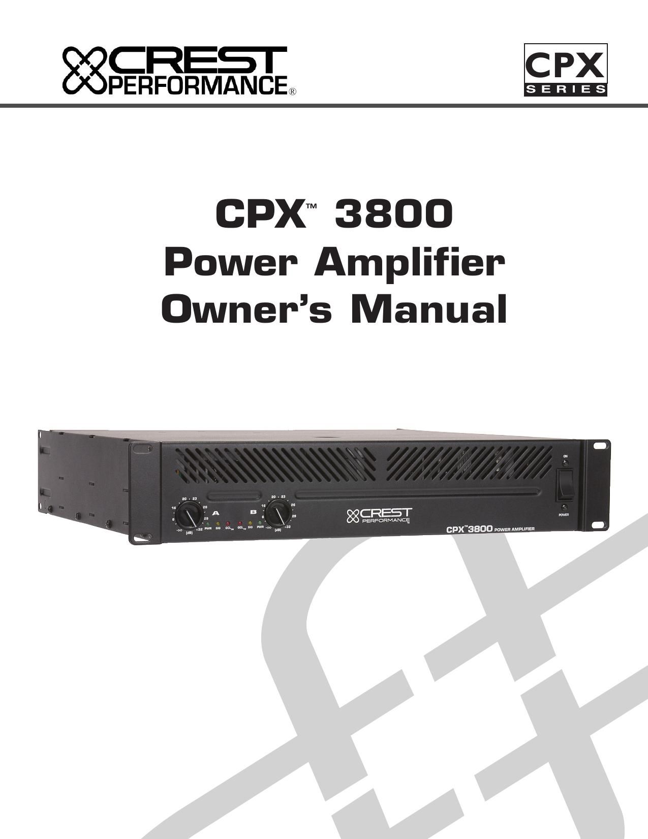 Crest Audio CPX 3800 Owners Manual