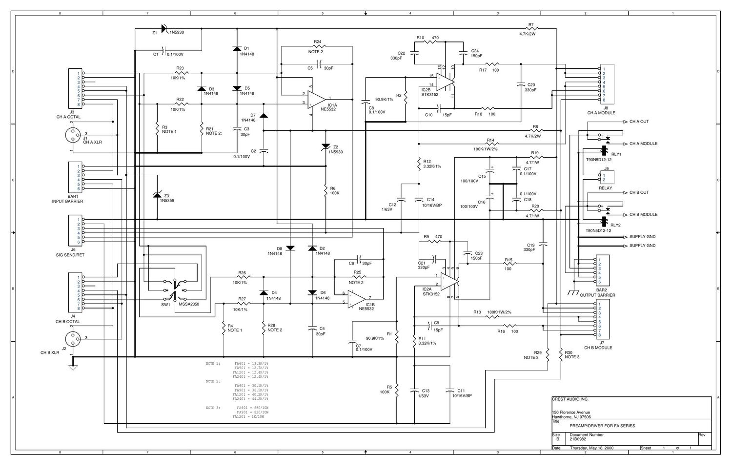 Crest Audio FA Series Schematic