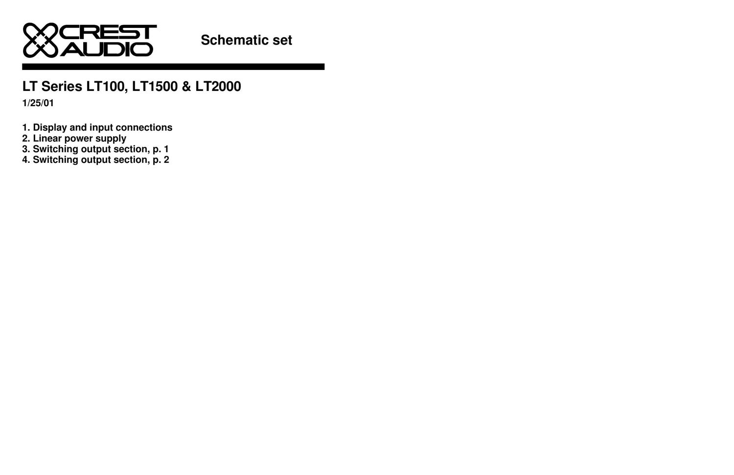 Crest Audio LT 100 Schematic