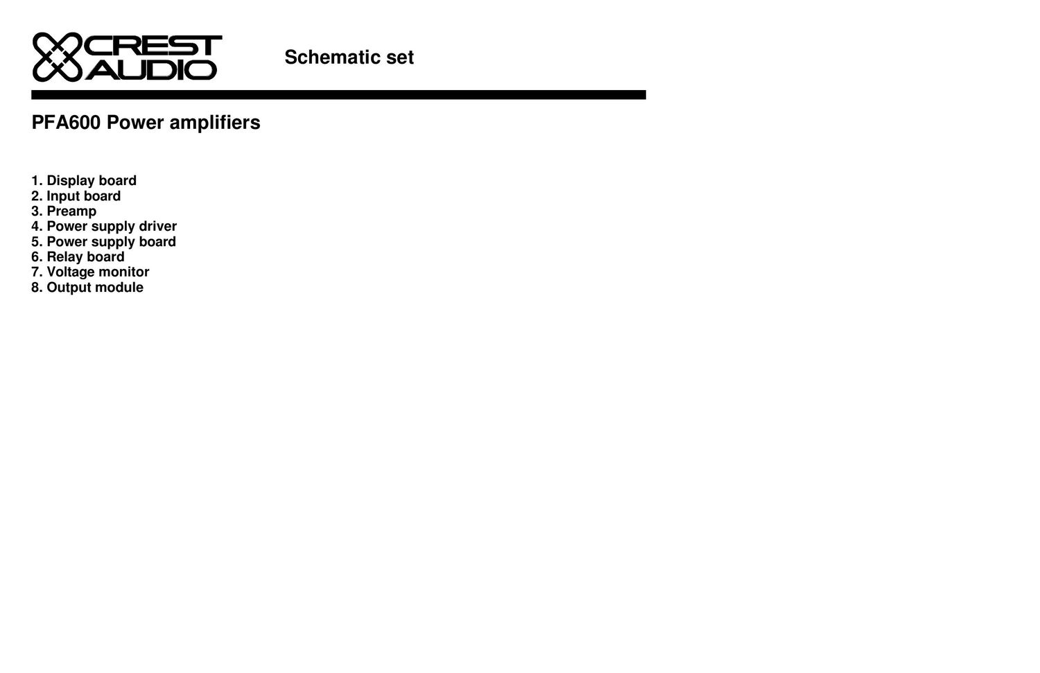 Crest Audio PFA 600 Schematic