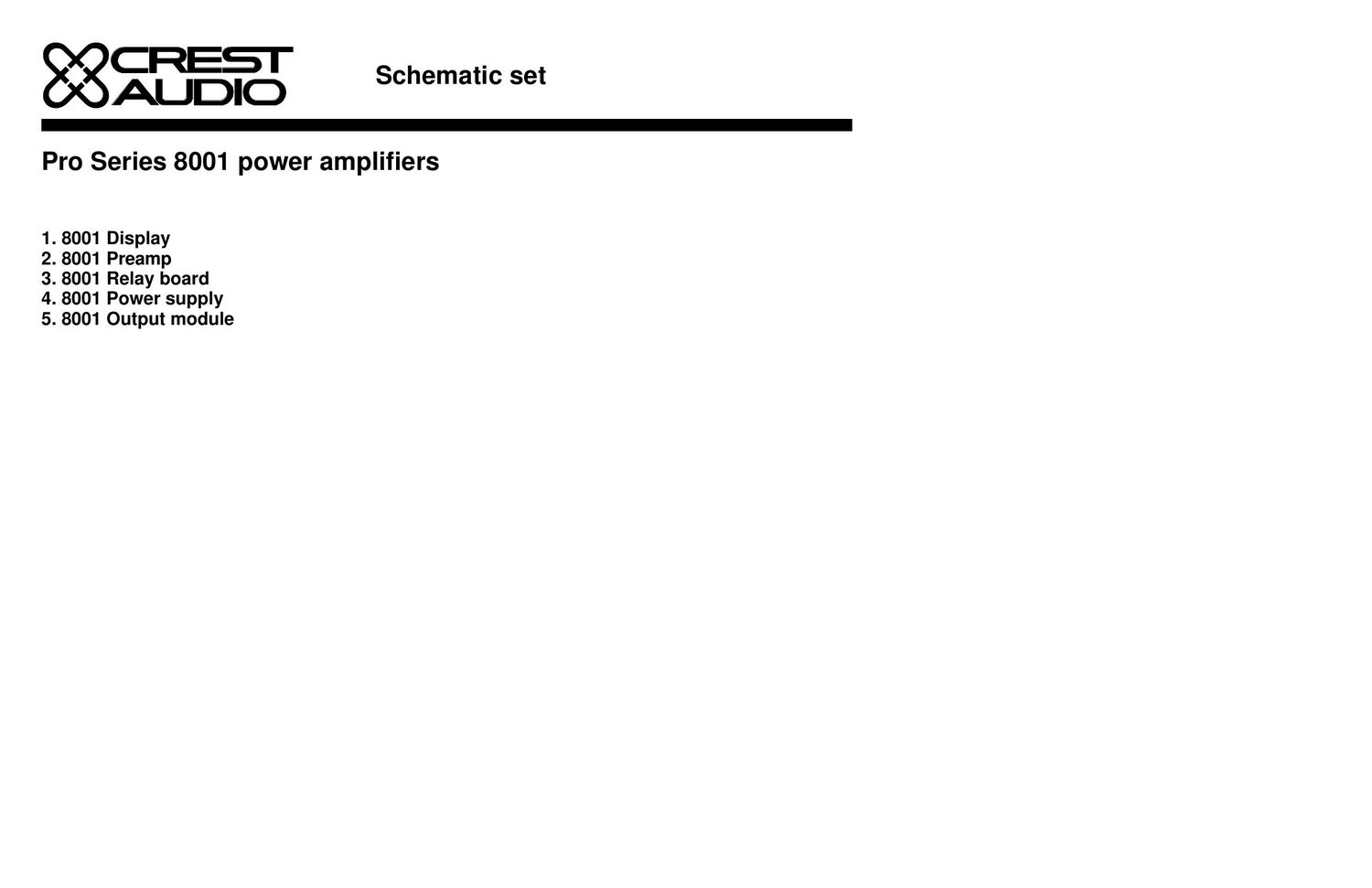 Crest Audio Pro 8001 Schematic