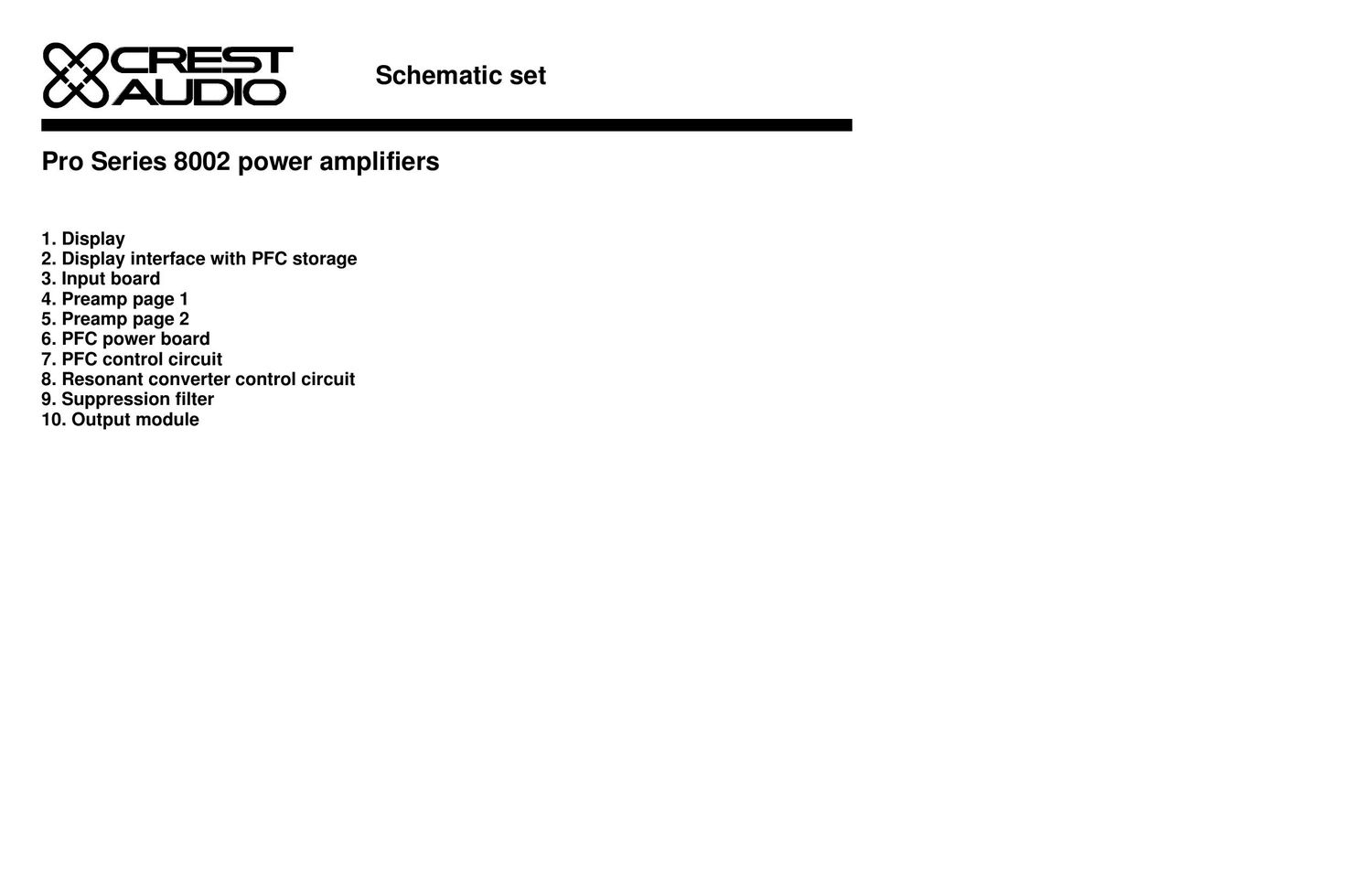 Crest Audio Pro 8002 Schematic