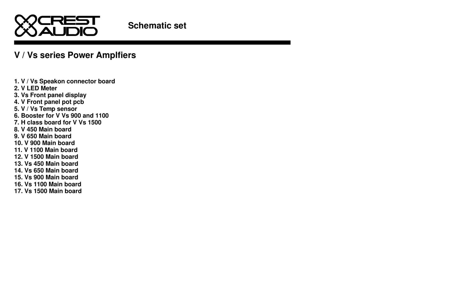 Crest Audio V 1100 Schematic