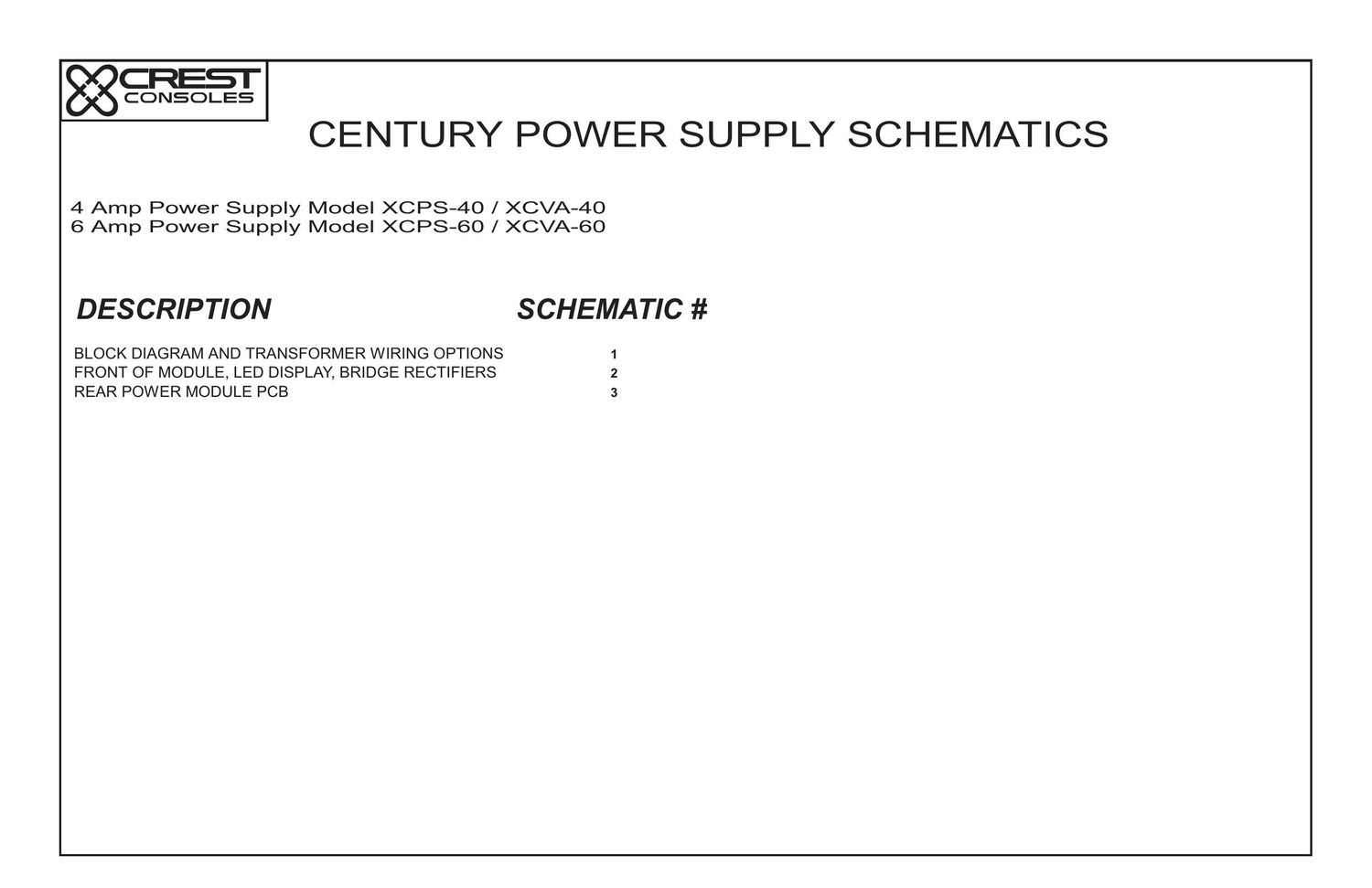 Crest Audio XCPS 40 Schematic