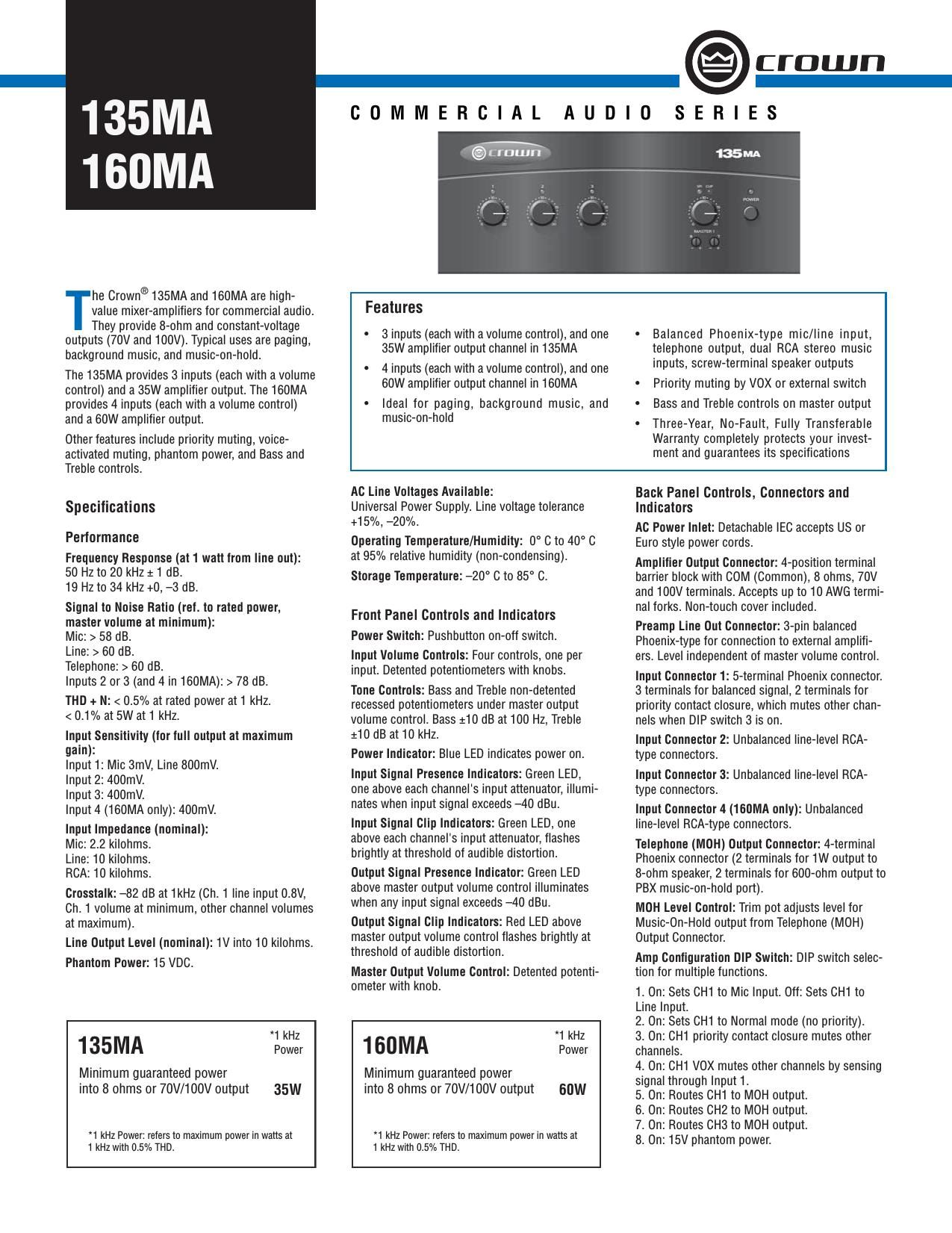 Crown 160MA Brochure