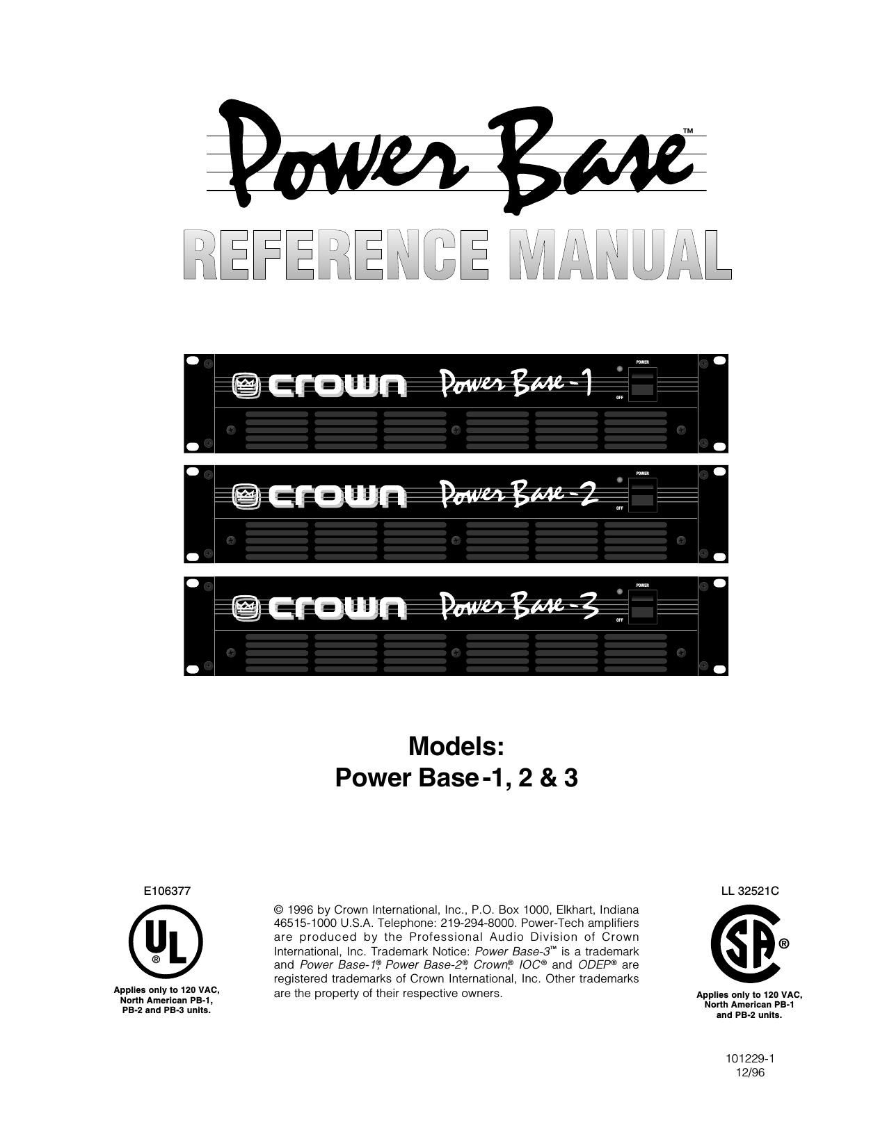 Crown Power Base 1 2 3 Operation Manual