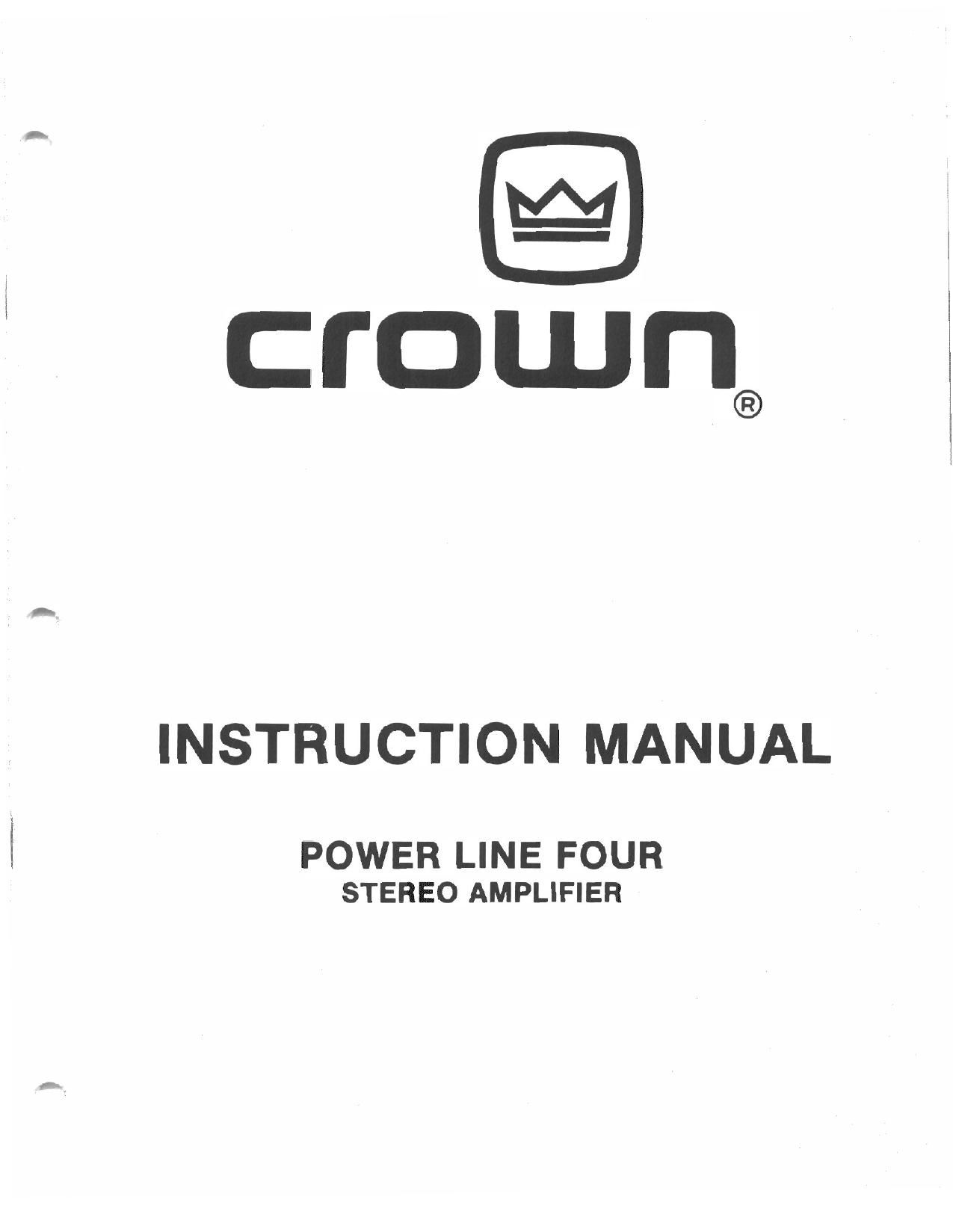 Crown Power Line Four Owners Manual