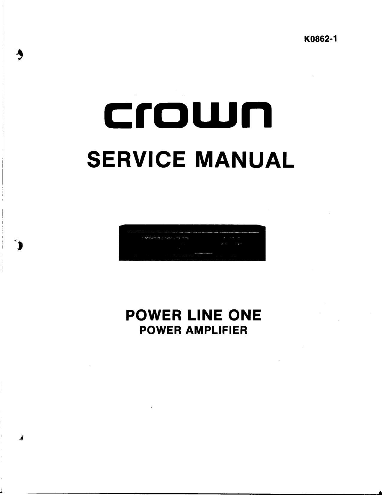 Crown Power Line One Service Manual