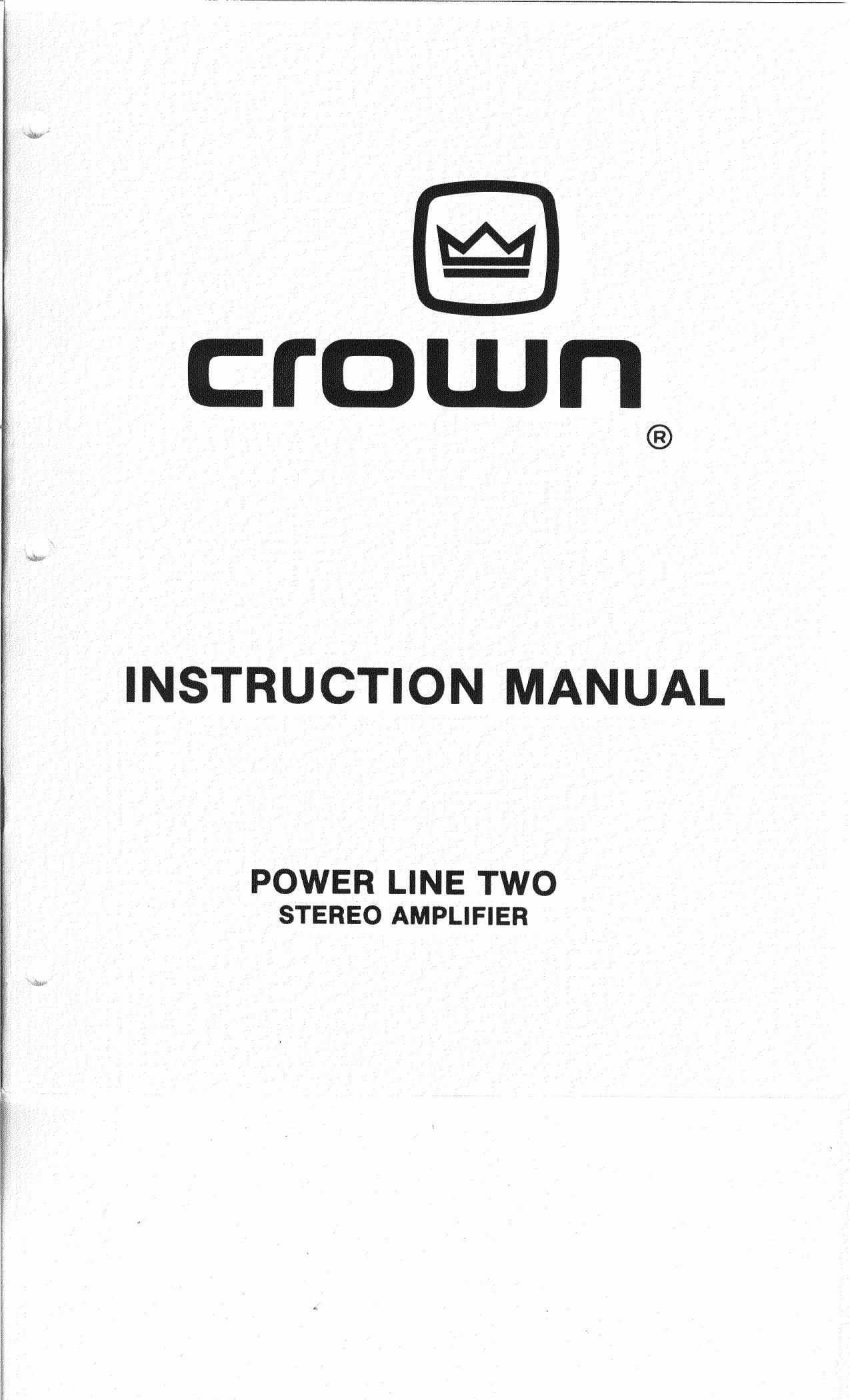 Crown Power Line Two Owners Manual
