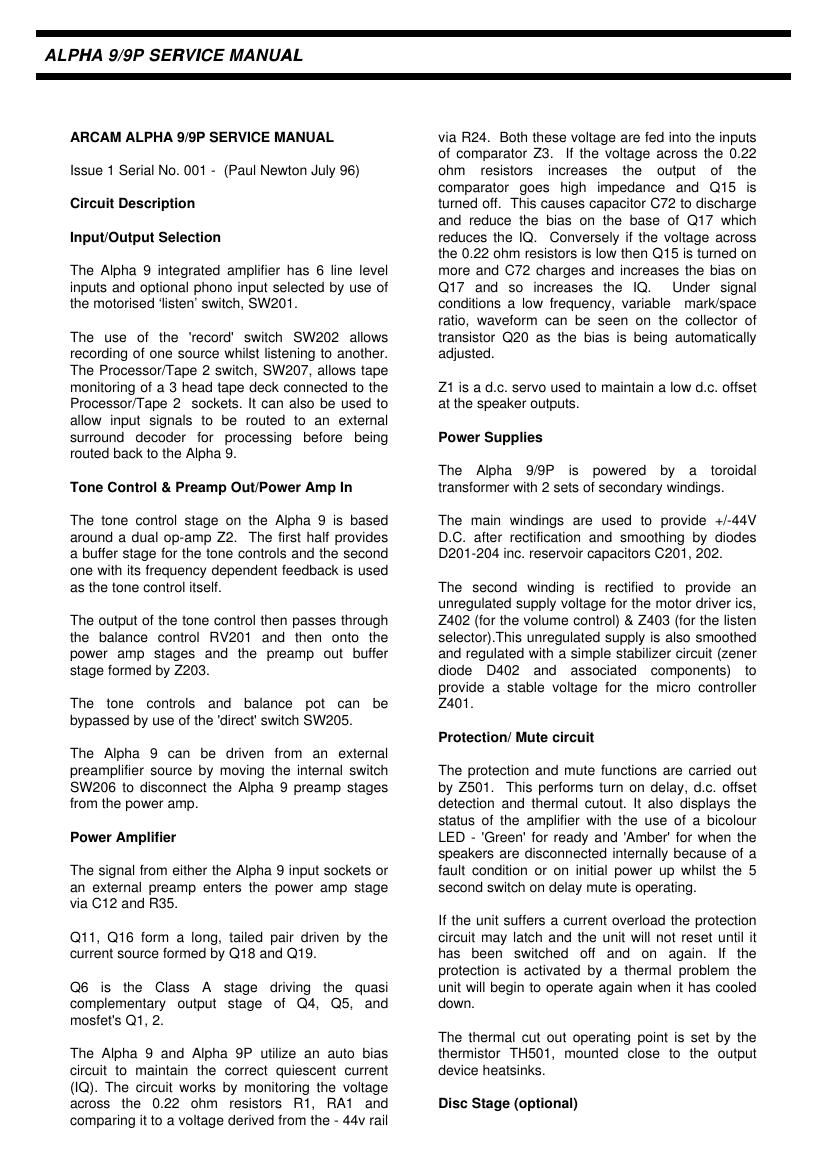 cambridgeaudio Alpha 9 9P Service Manual