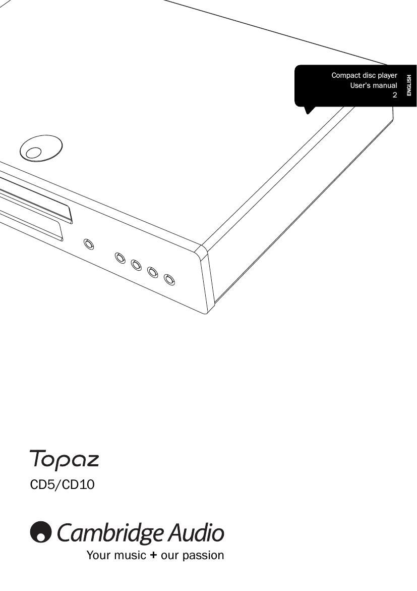 cambridgeaudio Topaz CD5 CD10 Owners Manual