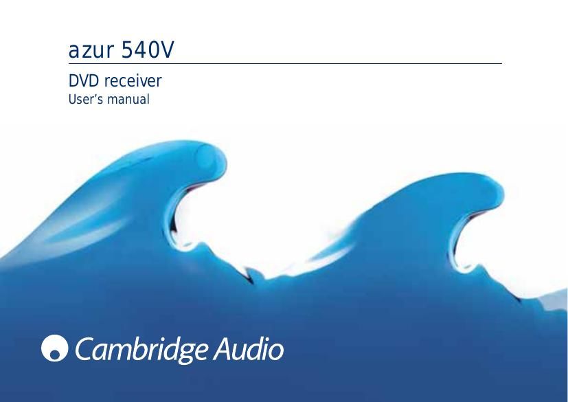 cambridgeaudio Azur 540V Owners Manual