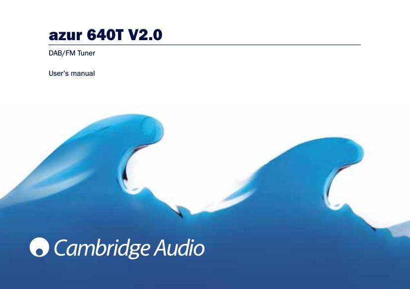 cambridgeaudio Azur 640T V2 Owners Manual