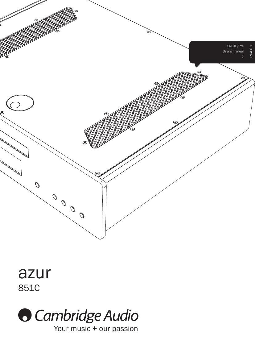 cambridgeaudio Azur 851C Owners Manual