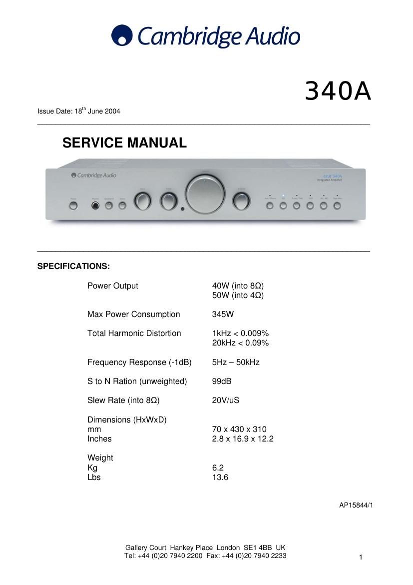 cambridgeaudio azur 340 a service manual