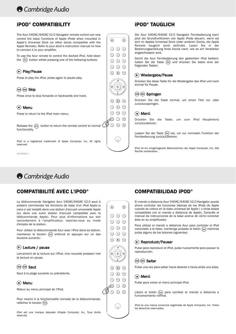 cambridgeaudio azur 540 ac owners manual