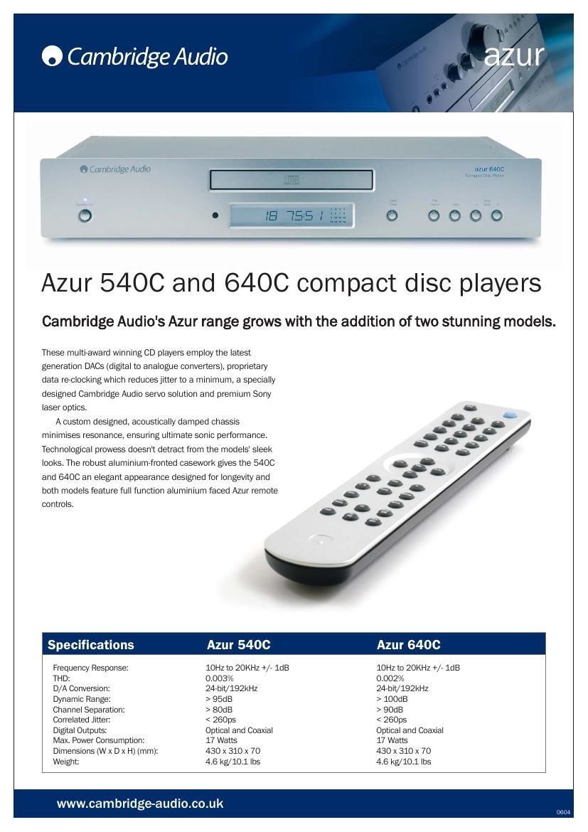 cambridgeaudio azur 540 c brochure